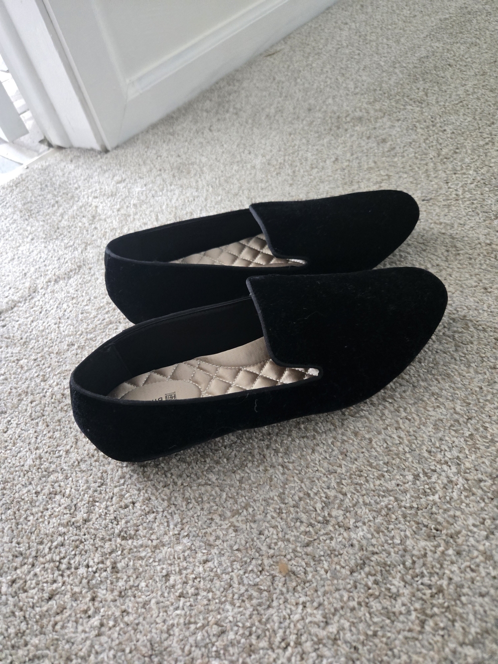 Birdies Black Velvet Slip-On Loafers